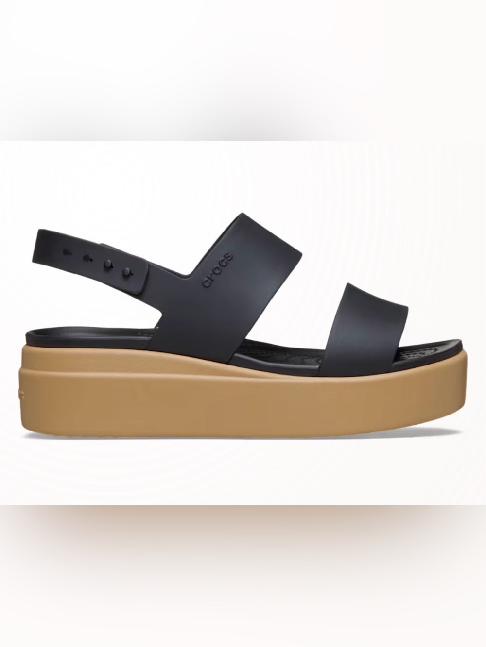 CROCS Women’s Black and Tan Platform Sandal - Picture 2 of 2